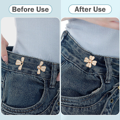 4Pcs 2 Colors Flower Alloy Enamel Adjustable Jean Button Pins DIY-TA0014-92-1