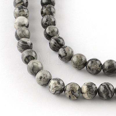 Natural Map Stone/Picasso Stone/Picasso Jasper Beads Strands G-S188-6mm-1