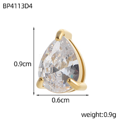 Brass Cubic Zirconia Slide Charms STAS-OY016-04G-1