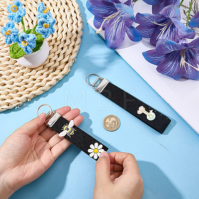 2Pcs Felt Badge Holders Keychain Clasps FIND-CP0004-06B-1