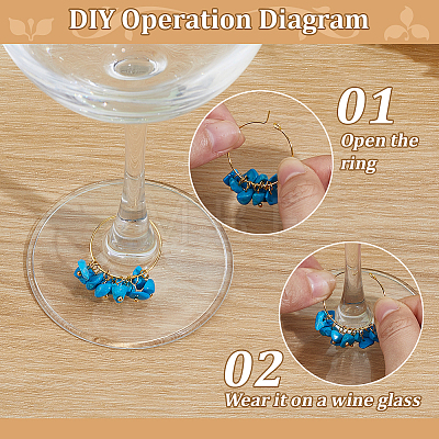 30Pcs 15 Colors Natural & Synthetic Mixed Gemstone and Handmade Lampwork Chip Wine Glass Charms AJEW-ME00027-1