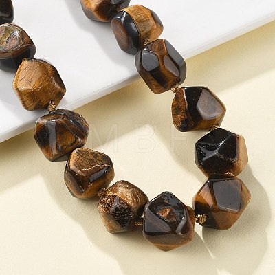 Natural Tiger Eye Nuggets Beaded Necklaces for Women Men NJEW-K388-01J-1