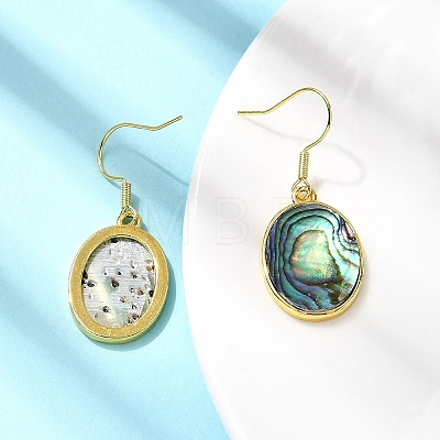 Brass Natural Paua Shell Dangle Earrings EJEW-M060-19C-G-1