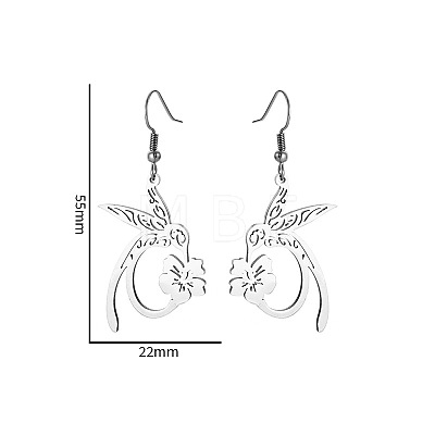 Flower with Rabbit 304 Stainless Steel Dangle Earrings FS-WG1999D-02-1