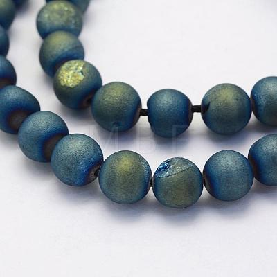 Electroplate Natural Druzy Agate Beads Strands G-G708-6mm-10-1