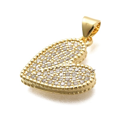 Brass Micro Pave Cubic Zirconia Pendants KK-C087-19G-1