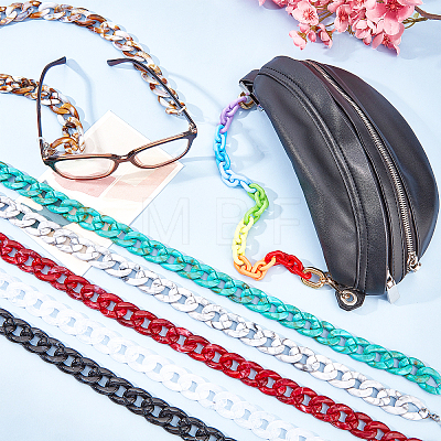   7Pcs 7 Colors Acrylic Chain Purse Bag Handle & Eyeglasses Chains AJEW-PH0001-57-1