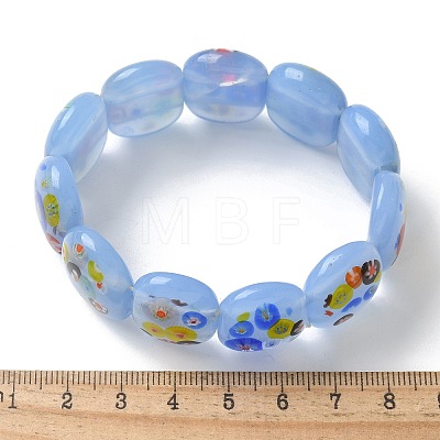 Handmade Millefiori Lampwork Beaded Stretch Bracelets for Men Women BJEW-G738-01B-05-1