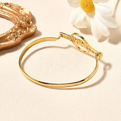 304 Stainless Steel Flat Round Link Bangles for Women BJEW-R014-01G-04-1