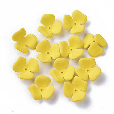 3-Petal Spray Painted Acrylic Bead Caps MACR-N007-01F-1