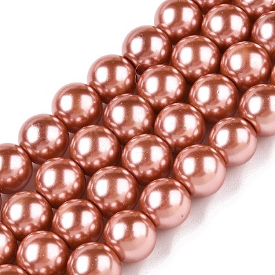 Baking Painted Pearlized Glass Pearl Round Bead Strands HY-Q003-10mm-50-A-1