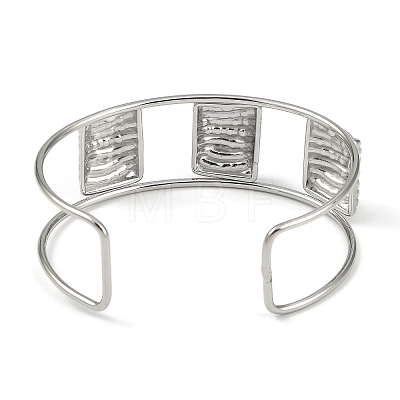 Non-Tarnish 304 Stainless Steel Wide Textured Open Cuff Bangles BJEW-Q348-05P-01-1