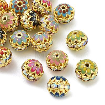 Brass Enamel Beads KK-Q080-01B-1