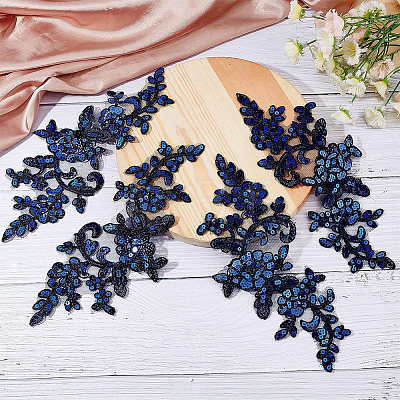2Pairs Leaves Polyester Embroidery Ornaments Accessories DIY-GF0014-46D-1