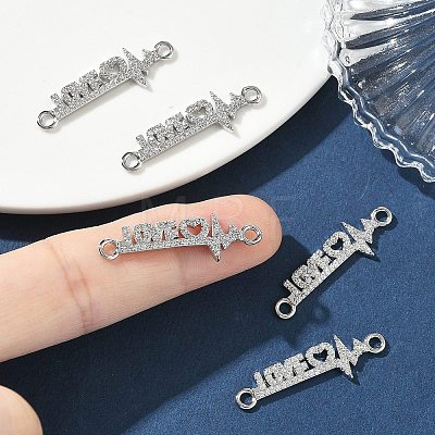SHEGRACE Brass Micro Pave Clear Cubic Zirconia Connector Charms XGRQ3D373-494P-1