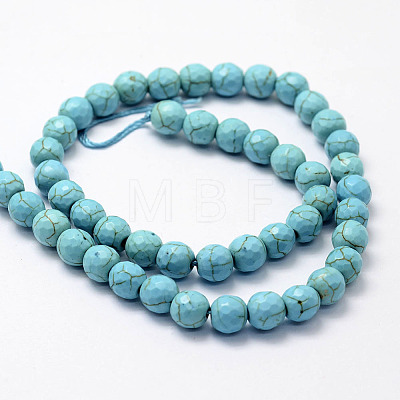 Faceted Synthetical Turquoise Beads Strands X-G-F382-8mm-01-1