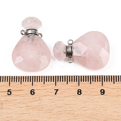Teardrop Natural Rose Quartz Perfume Bottle Pendants G-H241-02B-P-1