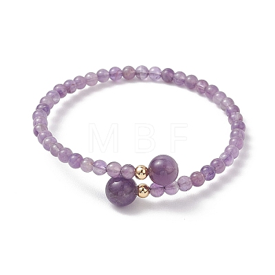 Natural Amethyst Beaded Cuff Bangles BJEW-JB13328-02-1