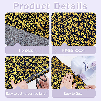 Japanese-style Cotton Fish Scale Pattern Fabric for Clothing & Decor DIY-CY0004-07-1