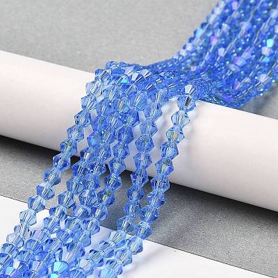 Transparent Electroplate Glass Beads Strands GLAA-F029-4mm-D07-1