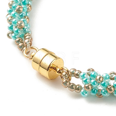 Glass Seed Beaded Bracelet with Brass Magnetic Clasps BJEW-JB07801-05-1