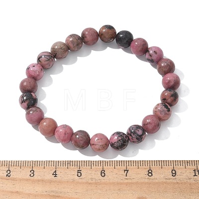 Natural Rhodonite Beads Stretch Bracelets X-BJEW-F380-01-B16-1