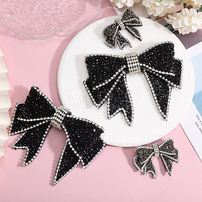 CHGCRAFT 4Pcs 2 Style Resin Rhinestone Bowknot Ornament Accessories FIND-CA0008-92-1