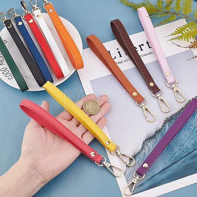 CHGCRAFT 12Pcs 12 Colors PU Leather Wrist Strap Keychains KEYC-CA0001-19-1