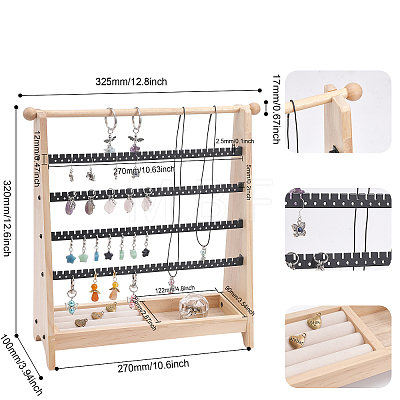 5-Tier Detachable Wooden Jewelry Display Stands with Tray NDIS-WH0006-14-1