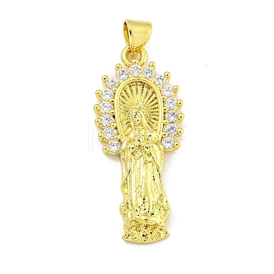 Rack Plating Brass Micro Pave Clear Cubic Zirconia Pendants KK-B091-21G-06-1