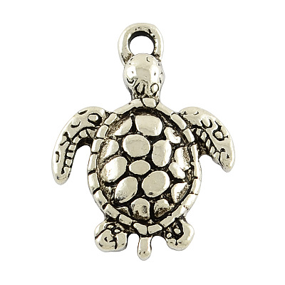 Tibetan Style Alloy Sea Turtle Pendants TIBEP-22101-AS-LF-1