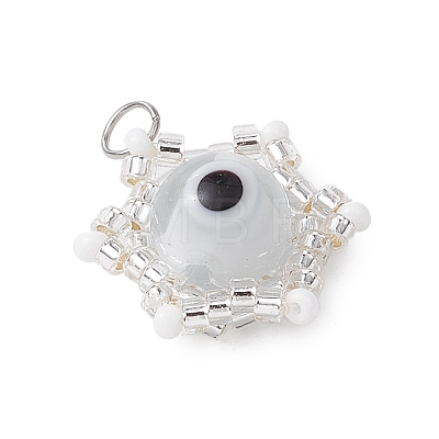 Beaded Star Eye Charms PALLOY-MZ00574-07-1