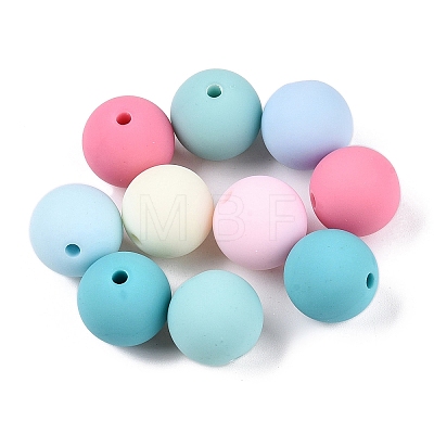 Rubberized Style Imitated Silicone Acrylic Beads MACR-T048-01A-13-1