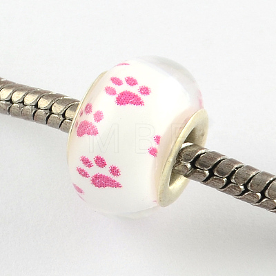 Large Hole Dog Paw Prints Pattern Resin European Beads OPDL-Q129-186A-1