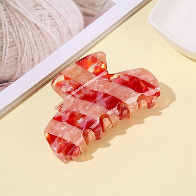 Cellulose Acetate Stripe Claw Hair Clips PW-WG4683C-02-1