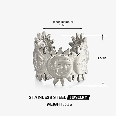 304 Stainless Steel Open Cuff Rings for Women WG56251-02-1