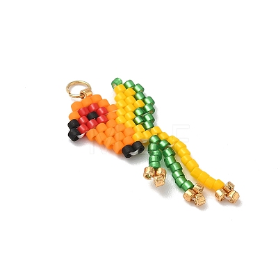 Glass Seed Beaded Bird Pendants PALLOY-MZ00920-05-1