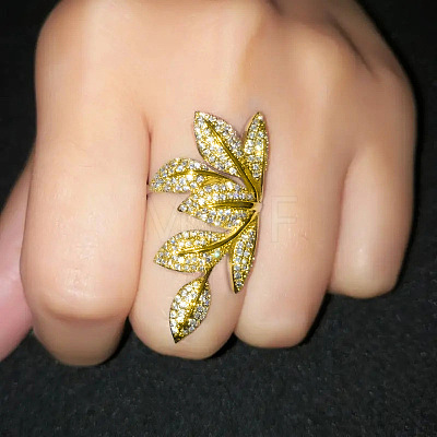 Brass Micro Pave Clear Cubic Zirconia Finger Rings FS-WG77E03-09-1