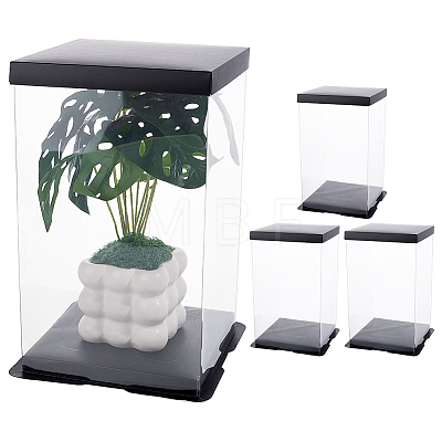 4 Sets Clear Plastic Packing Boxes with Paper Top and Bottom CON-GO0001-28B-1