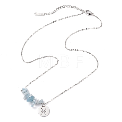 Natural Aquamarine Chip & Constellation Pendant Necklaces NJEW-JN05084-12-1