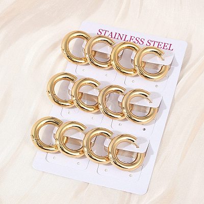202 Stainless Steel Huggie Hoop Earrings EJEW-O087-08B-G-1
