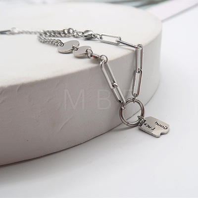 201 Stainless Steel Good Luck Word Charm Bracelets FS-WG4BBAD-01-1