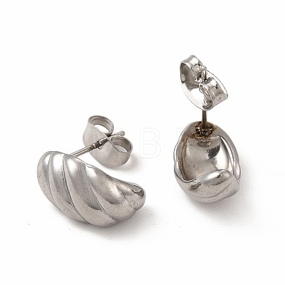 316 Stainless Steel Shell Shape Stud Earrings for Women EJEW-C004-13P-1