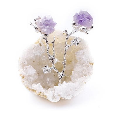 Natural Amethyst Flower with Natural Agate Geode Display Decorations PW-WG671BE-02-1