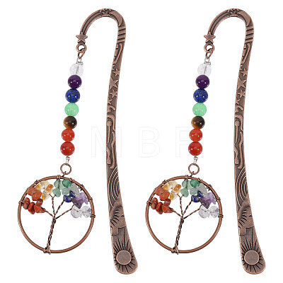 2Pcs Tibetan Style Alloy Hook Bookmarks AJEW-GL0003-51-1