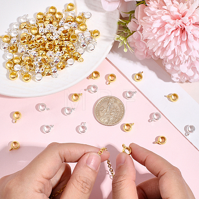 120Pcs 2 Colors Tibetan Style Alloy Rondelle Tube Bails FIND-PA0001-48-1