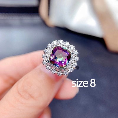 Square Alloy Rhinestone Pendant Necklace & Stud Earring & Finger Ring Sets WG30FCB-02-1