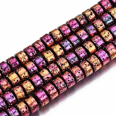 Electroplated Natural Lava Rock Beads Strands G-T114-77-1