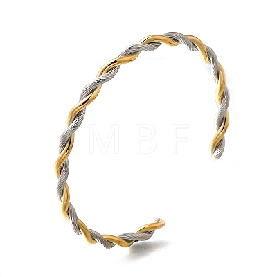 304 Stainless Steel Twisted Rope Shape Cuff Bangles for Women BJEW-C091-02D-GP-1