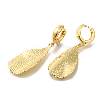 Rack Plating Leaf Brass Hoop Earrings EJEW-H016-01G-1